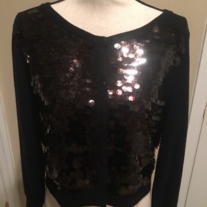 Diane von Furstenberg Black Embroidered Circle Shimmer Sweater NWOT!!!